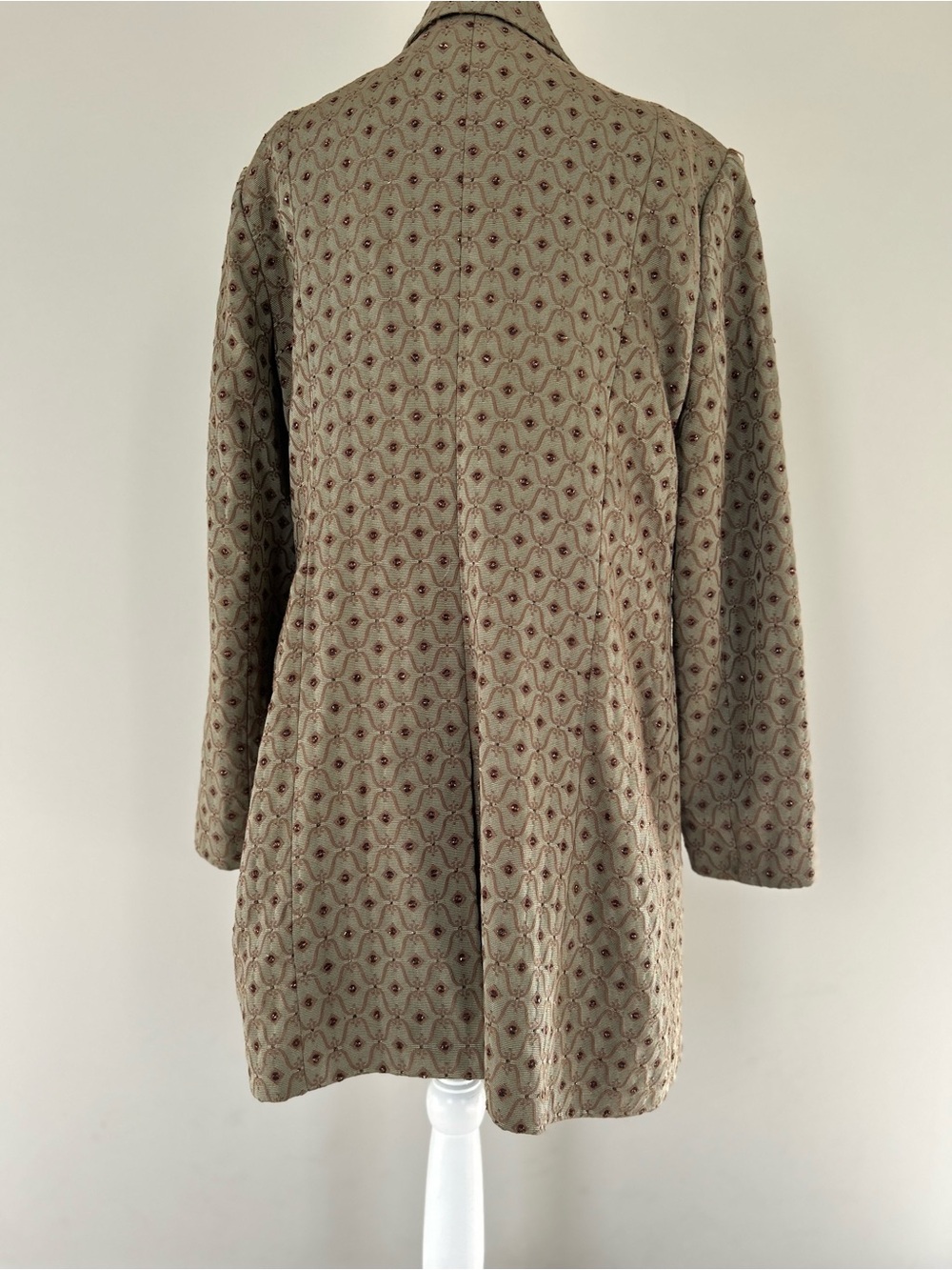 Dalia Brocade Beaded Coat Taupe Vintage Inspired Size 12 - Picture 4 of 16